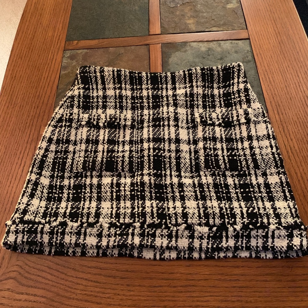 Zara Black and White Plaid Mini Skirt